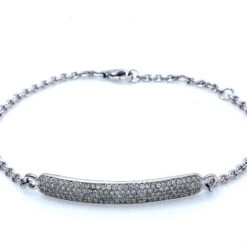 18K WHITE GOLD DIAMOND BAR SHAPE BRACELET 0.77 CT(18k White Gold Oval Shaped Women Bracelet)