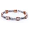 14K White And Rose Gold Small Squares Bracelet With Diamonds(14k White And Rose Gold Women Bracelet With Small Squares)