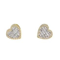 10K GOLD BAGUETTE DIAMOND HEART EARRINGS 0.73 CTW(10k Gold Baguette Diamond Heart Earrings 0 73 Ctw)