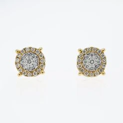 10K GOLD ROUND DIAMOND CLUSTER EARRINGS 1.01 CTW(10k Gold Round Diamond Cluster Earrings 1 01 Ctw)