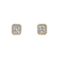 10K GOLD BAGUETTE DIAMOND SQUARE EARRINGS 0.41 CTW(10k Gold Baguette Diamond Square Earrings 0 41 Ctw)