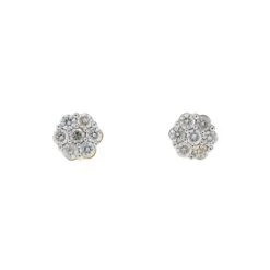 10K GOLD ROUND DIAMOND CLUSTER EARRINGS 0.90 CTW(10k Gold Round Diamond Cluster Stud Earrings 0 90 Ctw)