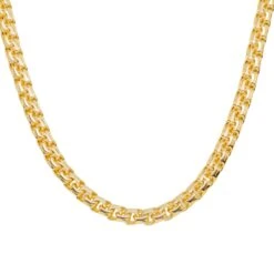 10K GOLD 7.94MM HOLLOW BYZANTINE CHAIN WITH CZ CLASP(10k Gold 7 94mm Hollow Byzantine Chain)