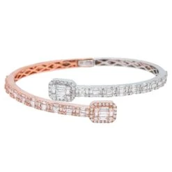 14K Rose And White Gold Baguette Diamonds Bracelet(14k Rose And White Gold Bracelet With 2 20 Ct Baguette Diamonds)