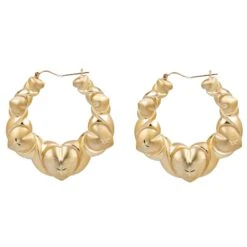 10K GOLD LADIES HEART HOOP EARRINGS(10k Gold Ladies Heart Hoop Earrings)