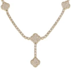 10K GOLD 3.98MM BAGUETTE DIAMONDCHAIN 8.49 CT(10k Gold 3 98mm Baguette Diamond Van Cleef Lariat Chain 8 49 Ct)