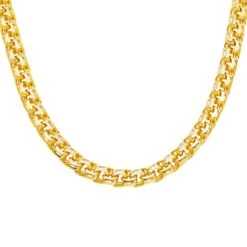 10K GOLD 9.07MM HOLLOW BYZANTINE CHAIN WITH DIAMOND CLASP(10k Gold 9 07mm Hollow Byzantine Chain With Diamond Clasp)