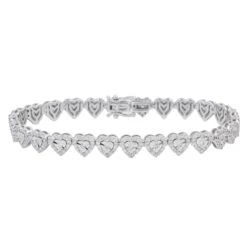 10K GOLD ROUND DIAMOND HEART CHAIN BRACELET 2.75 CT(Copy Of 10k Gold Round Diamond Heart Chain Bracelet 2 75 Ct)