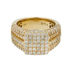 10K GOLD ROUND DIAMOND SQUARE SHAPE STATEMENT RING 3.65 CT(10k Gold Round Diamond Square Shape Statement Ring 3 65 Ct)