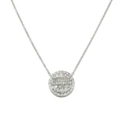 14K GOLD BAGUETTE AND ROUND DIAMOND CIRCLE NECKLACE 0.59 CT(14k Gold Baguette And Round Diamond Circle Necklace 0 59 Ct)