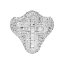 10K GOLD BAGUETTE AND ROUND DIAMOND CROSS RING 6.87 CT(10k Gold Baguette And Round Diamond Cross Ring 6 87 Ct)