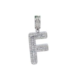 10K WHITE GOLD LETTER F PENDANT WITH 2.35 CT DIAMONDS(10k White Gold Letter F Pendant With 1 35 Ct Diamonds)