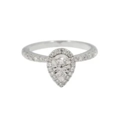 14K GOLD PEAR SHAPED DIAMOND HALO ENGAGEMENT RING 0.53 CT(14k Gold Pear Shaped Diamond Halo Engagement Ring 0 53 Ct)