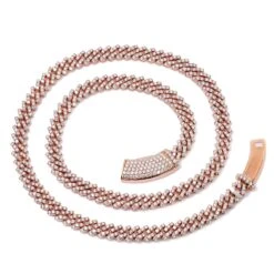 14K ROSE GOLD 22" | 8MM CUBAN CHAIN PRONG SET WITH 24.95 CT DIAMONDS(14k Rose Gold 22 Cuban Chain With 24 95 Ct Diamonds)