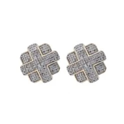 10K Yellow Gold Unisex Earrings With 0.39 CT Diamond(14k Yellow Gold Unisex Earrings With 0 39 Ct Diamond)