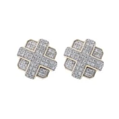10K Yellow Gold Diamond Earrings 0.58 CT(14k Yellow Gold Unisex Earrings With 0 58 Ct Diamond)