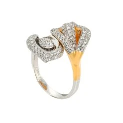 LADIES 18K YELLOW AND WHITE GOLD HAND RING WITH 1.26 CT DIAMONDS(Ladies 18k Yellow And White Gold Hand Ring With 1 26 Ct Diamonds)