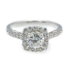 18K GOLD ROUND DIAMOND ENGAGEMENT RING 0.90 CT GIA(18k White Gold Ladies Engagement Ring With 0 90 Ct Diamonds)