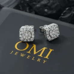 10K GOLD ROUND DIAMOND CLUSTER SQUARE SHAPE EARRINGS 1.39 CTW(10k Gold Round Diamond Cluster Square Shape Earrings 1 39 Ctw) -OMI Jewelry Shop 0E8A7336