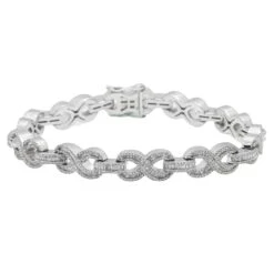 10K GOLD BAGUETTE AND ROUND DIAMONDS INFINITY CHAIN BRACELET 5.25 CT(10k Gold Baguette And Round Diamond Infinity Chain Bracelet 5 25 Ct)