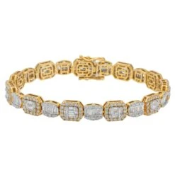10K GOLD BAGUETTE DIAMONDS BRACELET 6.94 CT(10k Gold Baguette Diamond Bracelet 6 94 Ct)