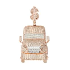 WHITE AND ROSE GOLD DIAMOND DOLLAR SIGN TRUCK CUSTOM PENDANT(White And Rose Gold Diamond Dollar Sign Truck Custom Pendant)