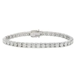 14K GOLD ROUND DIAMONDS TENNIS BRACELET 9.66 CT(14k Gold Round Diamonds Tennis Bracelet 9 66 Ct)