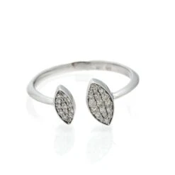 14K GOLD DIAMOND OPEN LEAF RING 0.20 CT(14k Gold Open Leaf Ring 0 20 Ct)