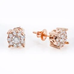 14K Rose Gold UNISEX Earrings With 0.82 CT Diamond(14k Rose Gold Ladies Earrings With 0 82 Ct Diamond)