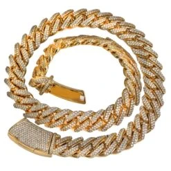 14K Yellow Gold Iced Out Diamond Cuban Link Chain | 34.68 Carats | 16 Mm Width | 24 Inch Length(14k Yellow Gold 24 Mens Necklace With 1 75 Ct Diamonds)