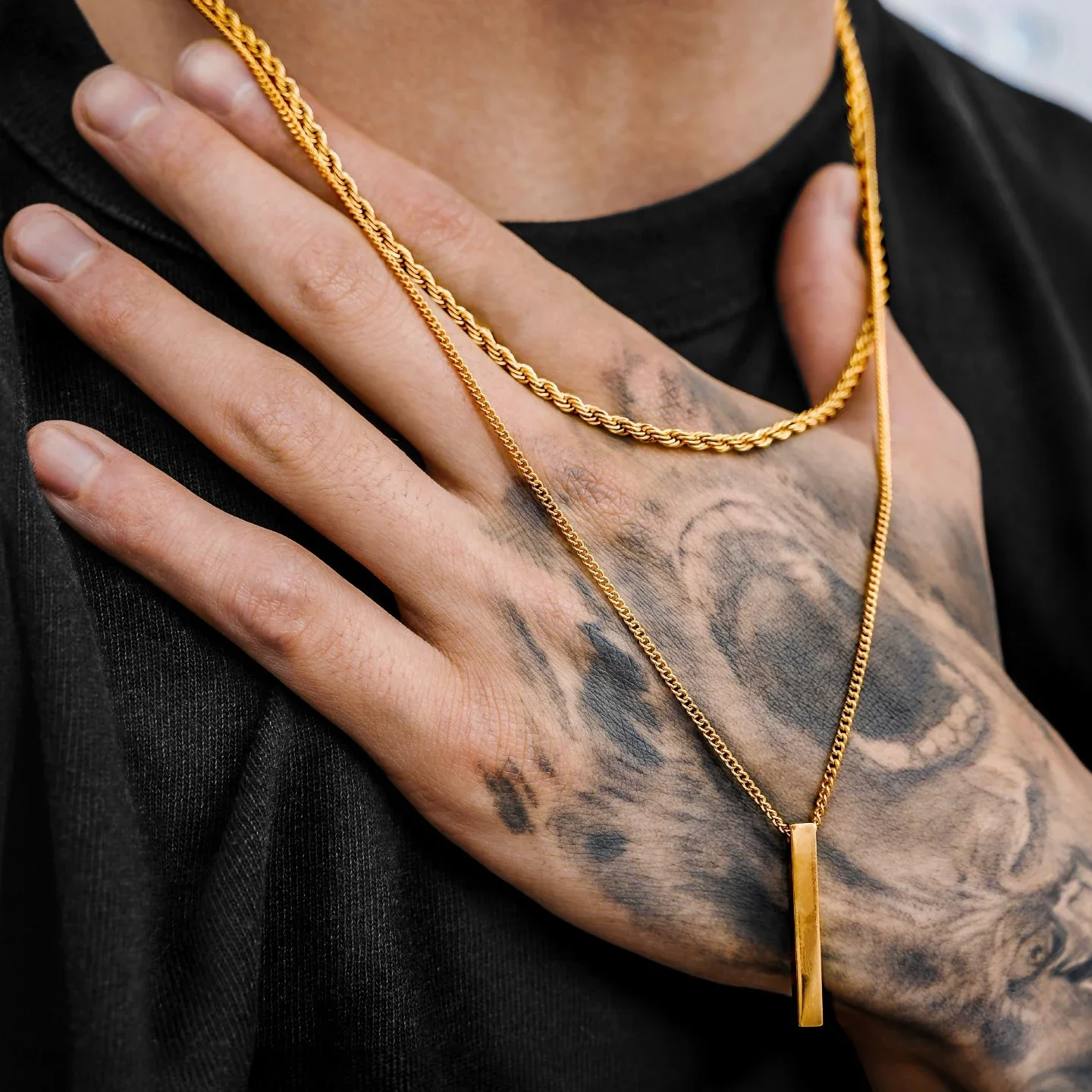 Front Page -OMI Jewelry Shop 24ktGoldPlatedBarandRopeChainNecklace