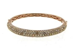 18K Rose Gold Bracelet With White And Yellow Round Diamonds 7.00CT(Rose Gold Bracelet With White And Yellow Diamonds)