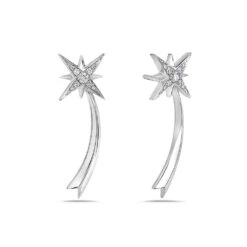 14K White Gold Woman Earrings With Round Shape Diamonds(14k Yellow Gold Ladies Earrings With 0 75 Ct Diamonds 1)