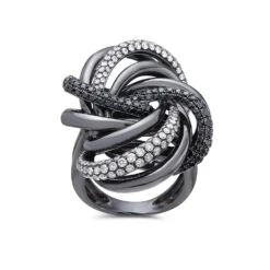 18K BLACK GOLD DIAMOND RING 3.10 CT(18k Black Gold Diamond Ring 3 10 Ct)