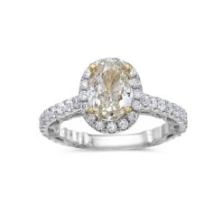 Ladies 18k White Gold Halo With 2.99 CT Engagement Ring(Ladies 18k White Gold With 2 99 Ct Engagement Ring)