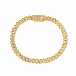 14K GOLD BAGUETTE AND ROUND DIAMONDS CUBAN LINK BRACELET 4.08 CT(14k Gold Baguette And Round Diamonds Cuban Link Bracelet 4 08 Ct)