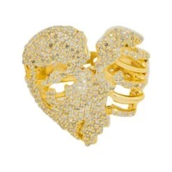 14K GOLD DIAMOND HEART SKELETON STATEMENT RING 1.55 CT(14k Gold Diamond Heart Skeleton Statement Ring 1 55 Ct)