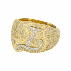 10K GOLD DIAMOND INITIAL LETTER L STATEMENT RING 2.75 CT(10k Gold Diamond Initial Letter L Statement Ring 2 75 Ct)