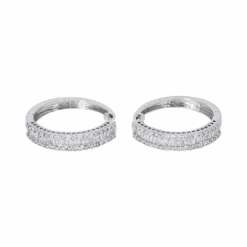 14K GOLD BAGUETTE AND ROUND DIAMOND SMALL HOOP EARRINGS 2.11 CTW(14k Gold Baguette And Round Diamond Small Hoop Earrings 2 11 Ctw)