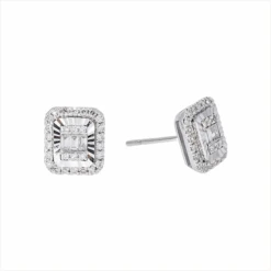 14K GOLD BAGUETTE AND ROUND DIAMOND EARRINGS 0.35 CTW(14k Gold Baguette And Round Diamond Earrings 0 35 Ctw)