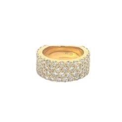 14K GOLD DIAMOND 4 ROW BAND 7.00 CT(Golden Glittering Ring 1)