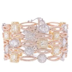 18K GOLD TRICOLOR BANGLE WITH A VARIETY OF DIFFERENT DIAMONDS 29.57 CT(Fancy Tennis Bracelet With Yellow And White Diamonds) -OMI Jewelry Shop abdad0c5371e14ce00c6b4eb0c9893d5