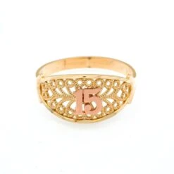 10K GOLD TWO TONE NUMBER 15 RING 1.9G(10k Gold Two Tone Number 15 Ring 1 9g)